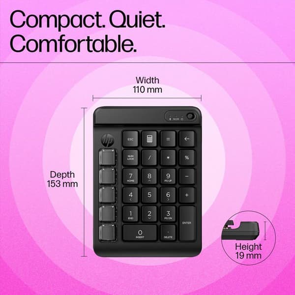 Numeriskt tangentbord - HP - 7N7C2AA - Svart - 15,01 x 14,61 x 4,76 cm - Referens S9911755