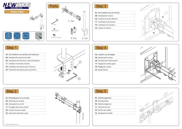 Neomounts FPMA-D960 mounting kit - full-motion - for LCD display - black