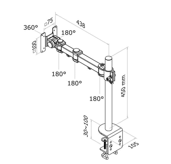Neomounts FPMA-D960 mounting kit - full-motion - for LCD display - black
