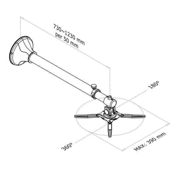 Neomounts BEAMER-W100SILVER Beamer wall mount - d 73-123 cm - full motion