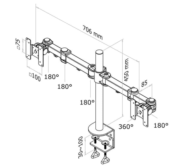 Neomounts FPMA-D960D Monitor arm 10-27"