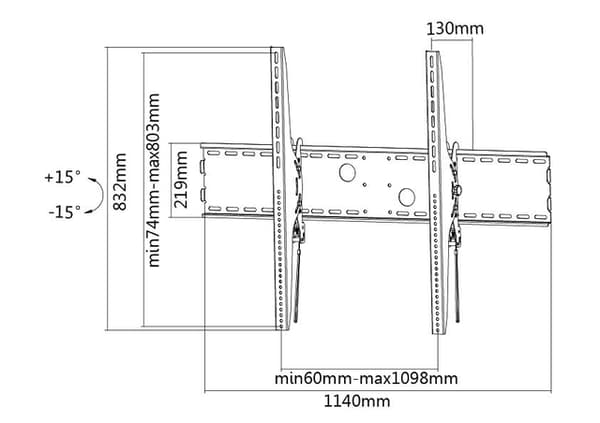 Neomounts LFD-W2000 TV mount wall 60-100" - tiltable