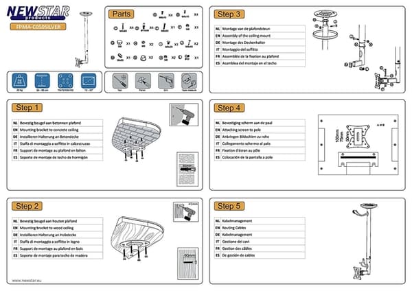Neomounts FPMA-C050 bracket - full-motion - for LCD display - silver