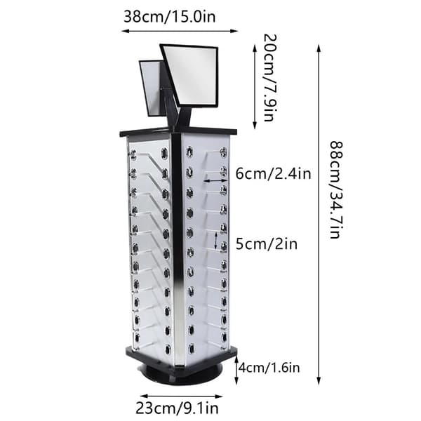 Sunglasses Display Stand, 360° Rotationsdesign, Plads til 44 Par,sort