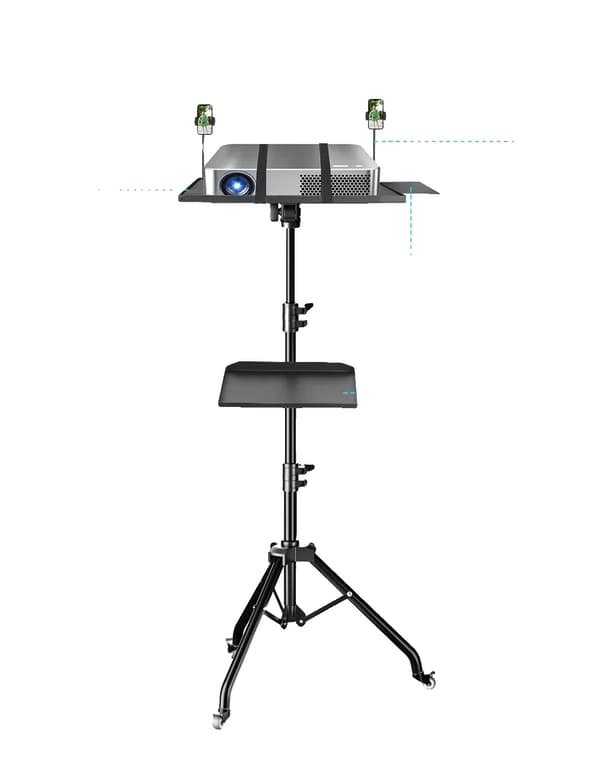 Projektorstand, Justerbar højde 23 til 63 tommer, Robust metal konstruktion,145 cm med hjul