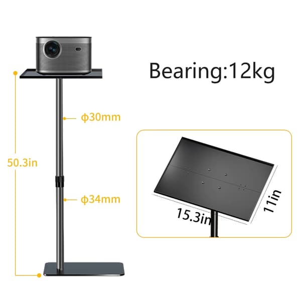 Projektorställ, Justerbar Höjd 70-128 cm, 360° Rotationsfäste,En typ
