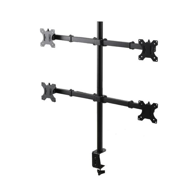 Quad LCD Monitor Stand, Justerbar Højde, 360° Rotation, Understøtter 4 Skærme