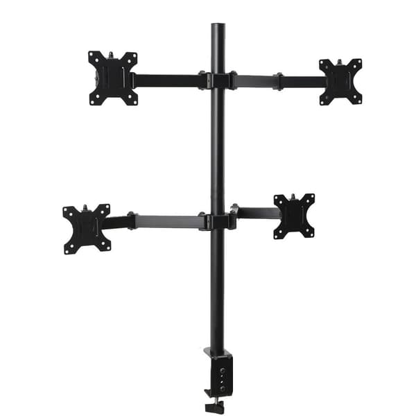 Quad LCD Monitor Stand, Justerbar Højde, 360° Rotation, Understøtter 4 Skærme