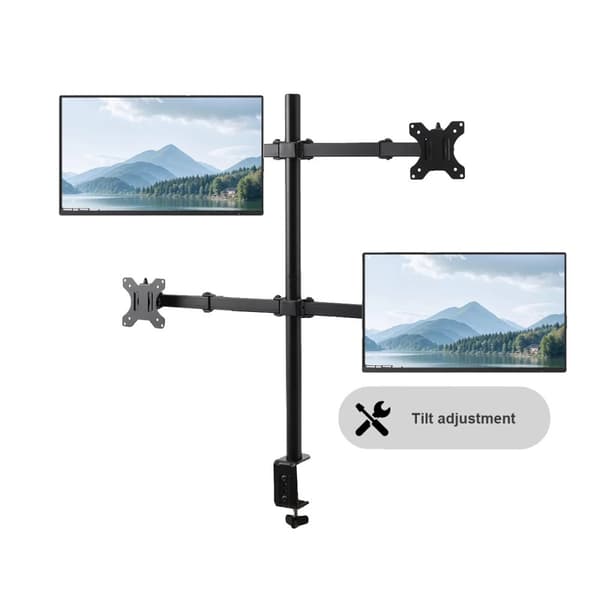 Quad LCD Monitor Stand, Justerbar Højde, 360° Rotation, Understøtter 4 Skærme