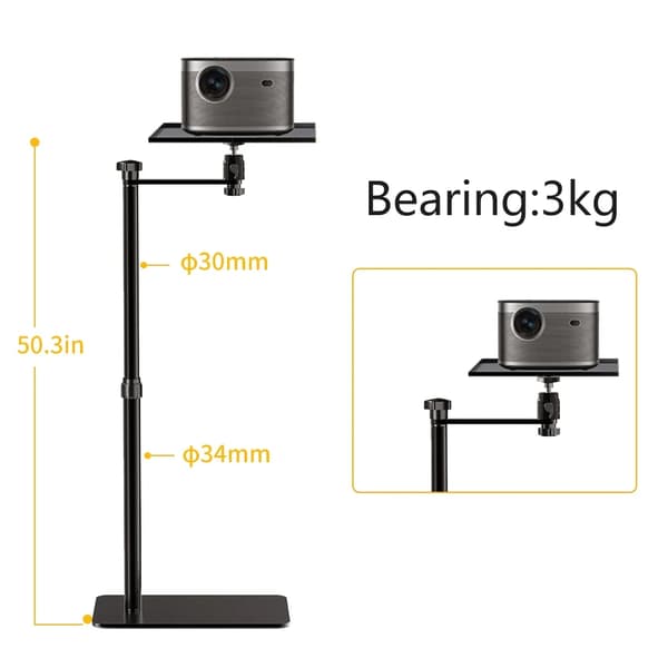 Projektørstand Mount, Højdejusterbar, Bakke & Gooseneck Kompatibilitet,Gåsehals med bakke