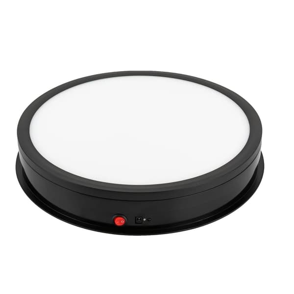 Elektrisk Drejeskive Display Stativ, 42 cm Diameter, Fjernbetjening, Justerbare Vinkler,Sort