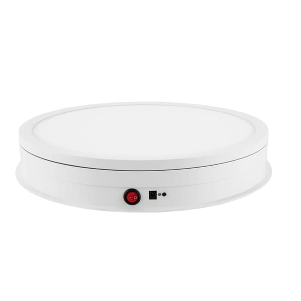 Elektrisk Drejeskive Display Stativ, 42 cm Diameter, Fjernbetjening, Justerbare Vinkler,Hvid