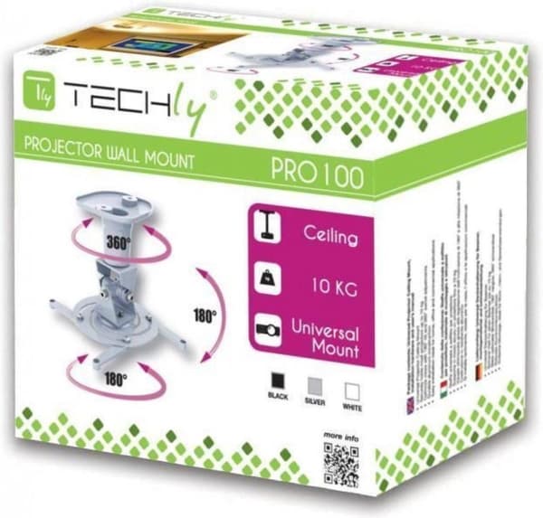 Techly Universal Loftsbeslag til Projektor, Hvid ICA-PM 100WH