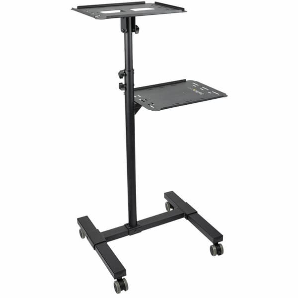 StarTech.com Mobil projektor- och bärbar stativ/vagn, kraftigt bärbart projektorställ (2 ventilerade hyllor, rymmer 22lb/10 kg vardera), höjdjusterbar