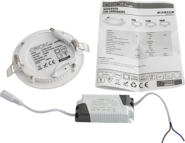 Orion SKYDAS LED RUND SLIM 12W, 960LM, 175MM [enhet W] - O-600-0103