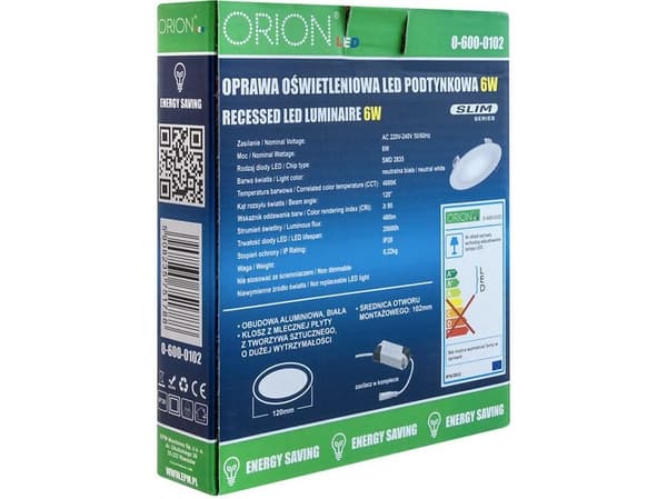 Orion SKYDAS LED RUND SLIM 12W, 960LM, 175MM [enhet W] - O-600-0103