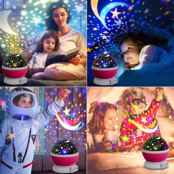 Projektionslampa Nattljus Baby Star Projektionsljus Barnsänglampa med 360 graders LED för babyfödelsedagspresent