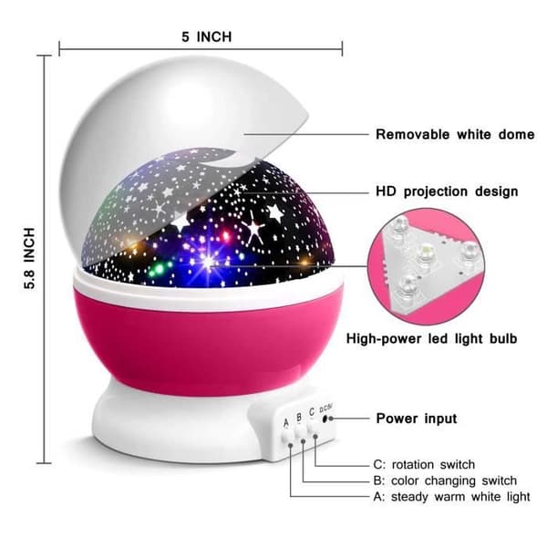 Projektionslampa Nattljus Baby Star Projektionsljus Barnsänglampa med 360 graders LED för babyfödelsedagspresent
