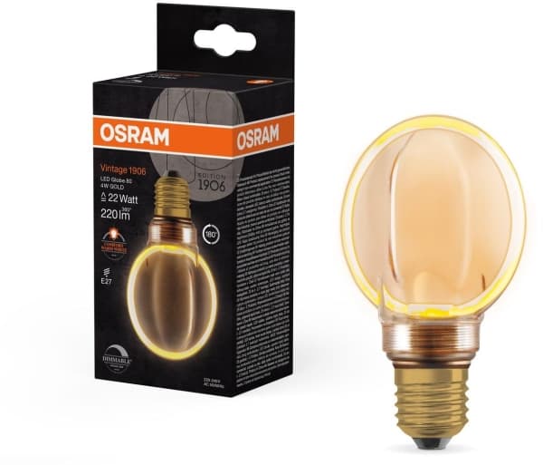 Decorative LED bulb OSRAM O-FILAMENT, G80, E27, 4W, 1800K, 110lm, dimmable