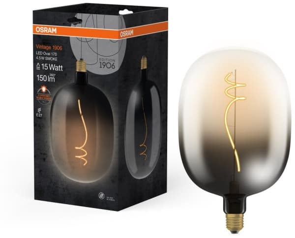 Decorative LED bulb OSRAM VINTAGE 1906 BIG OVAL 170 E27 4.5 W 1800 K 150 lm smoke color.