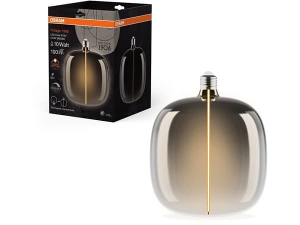 Decorative LED bulb OSRAM 1906, E27 W190, 4W 1800K 100lm, FIL SMOKE MAG, dimmable