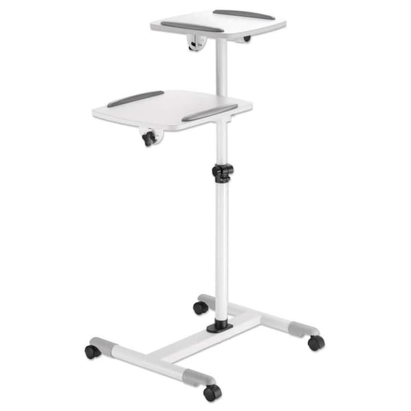 MANHATTAN projektionsbord på hjul til notebook og projektor To hylder til enheder op til 10 kg hver, -/+ 35° vipbar, 360° drejelig, højdejusterbar, gr