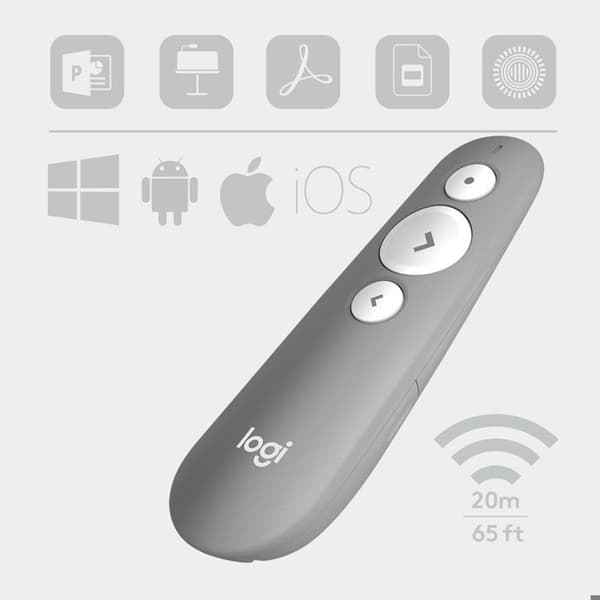 Presentationsfjärrkontroll - Logitech - R500s - Röd laserpekare - 20 meter - Bluetooth 4.0 LE