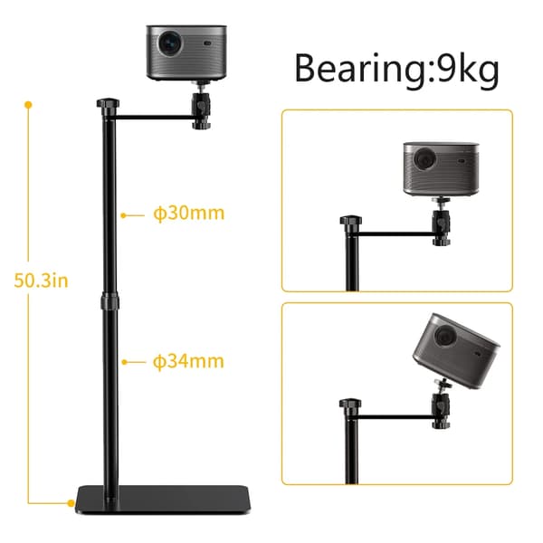 Videoprojektorstativ, justerbar höjd från 70 cm till 128 cm, maximal belastning 12 kg,B Typ