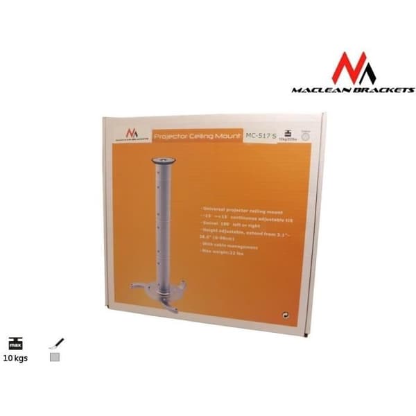 MACLEAN MC-517 Universal projektorfäste - Rotations- och vinkeljustering - Silver