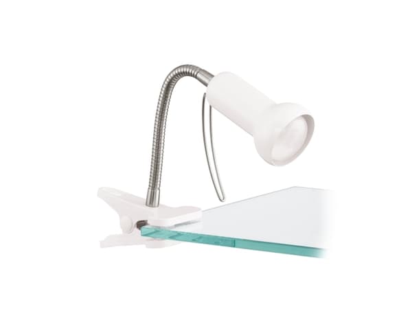 Eglo FABIO - Skrivebordslampe - 1 sokkel - klemmemonterbar - E14 - hvit, sølv