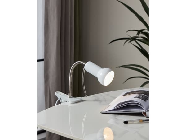 Eglo FABIO - Skrivebordslampe - 1 sokkel - klemmemonterbar - E14 - hvit, sølv