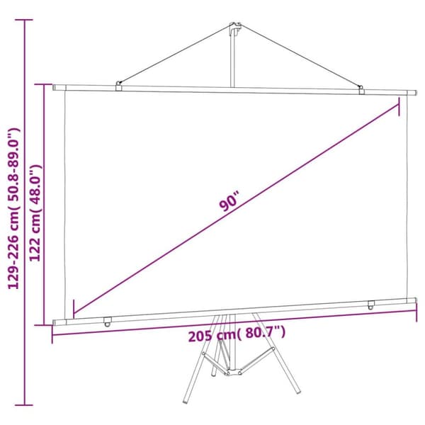 vidaXL projektorlærred med trefod 90" 16:9