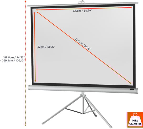 celexon stativ projektorduk Economy 176 x 132 cm, 87" - White Edition