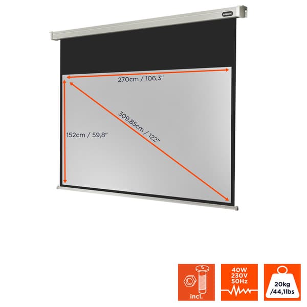 celexon motordriven projektorduk Professional 280 x 158 cm, 122"