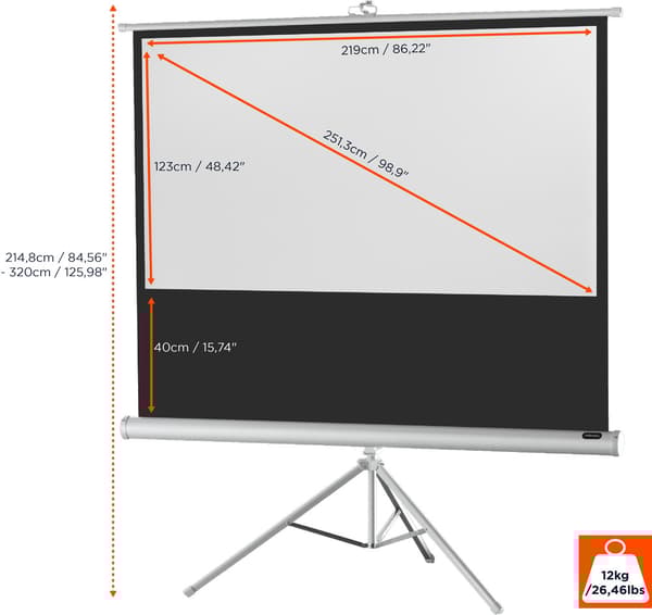 celexon stativ projektorduk Economy, 219 x 123 cm White Edition