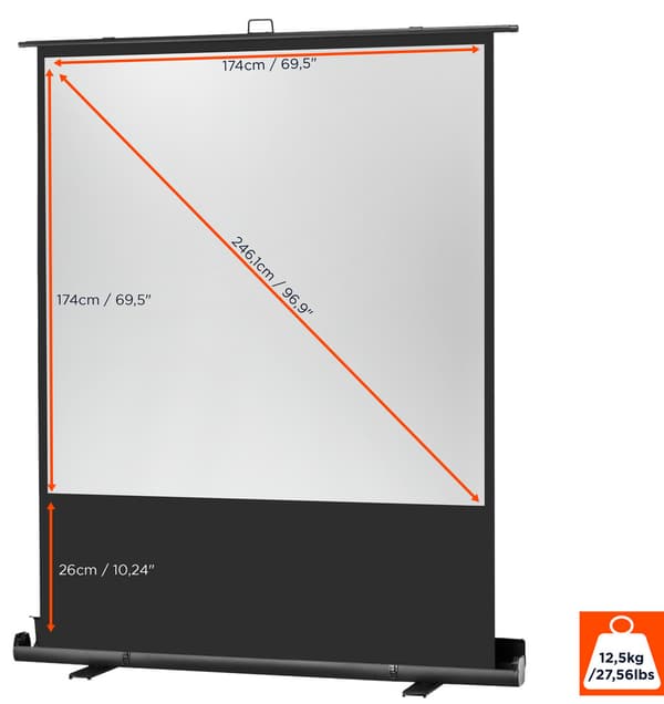 celexon ultramobil projektorduk Professional Plus 174 x 174 cm