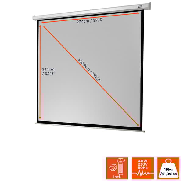 celexon motordriven projektorduk Economy 240 x 240 cm, 130"