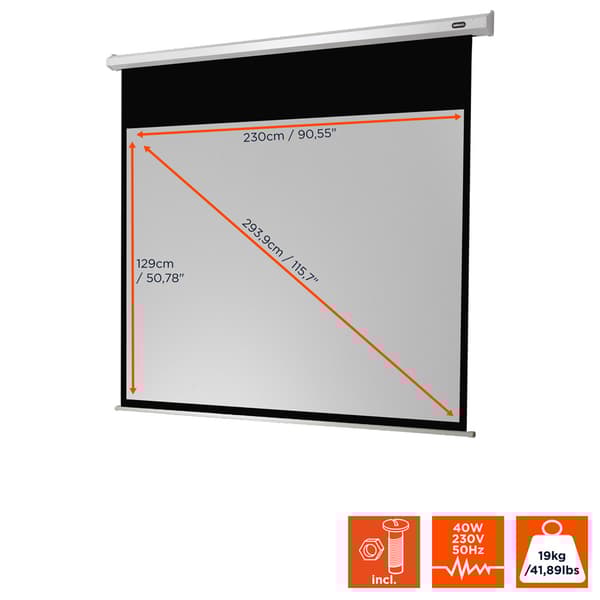 celexon motordriven projektorduk economy 240 x 135 cm, 104"