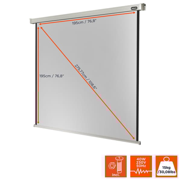 celexon motordriven projektorduk Professional 200 x 200 cm