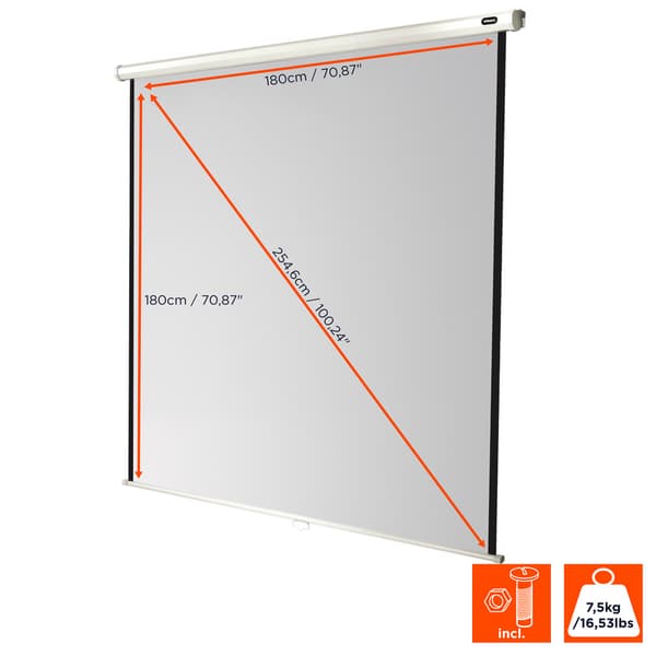 celexon manuell projektorduk Economy 180 x 180 cm, 100"