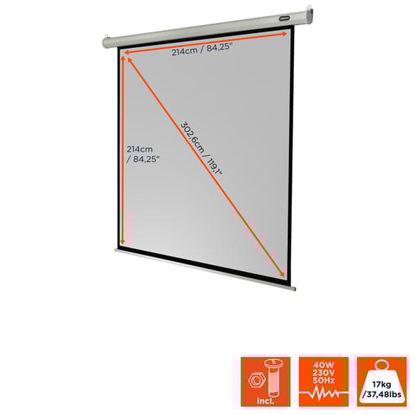celexon motordriven projektorduk Economy 220 x 220 cm, 120"