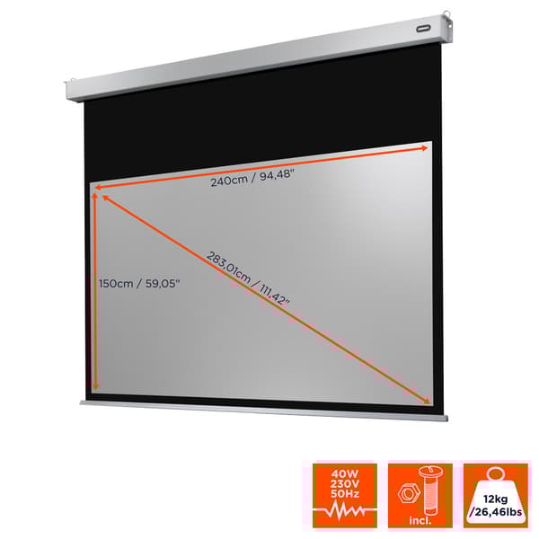 celexon motordriven projektorduk Professional Plus 240 x 150cm