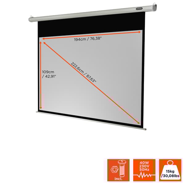 celexon motordriven projektorduk Economy 200 x 113 cm, 88"