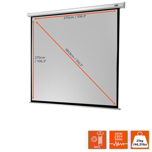 celexon motordriven projektorduk Economy 280 x 280 cm, 150"