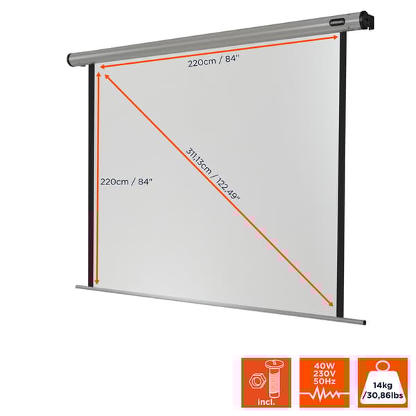 celexon motordriven projektorduk HomeCinema 220 x 220 cm