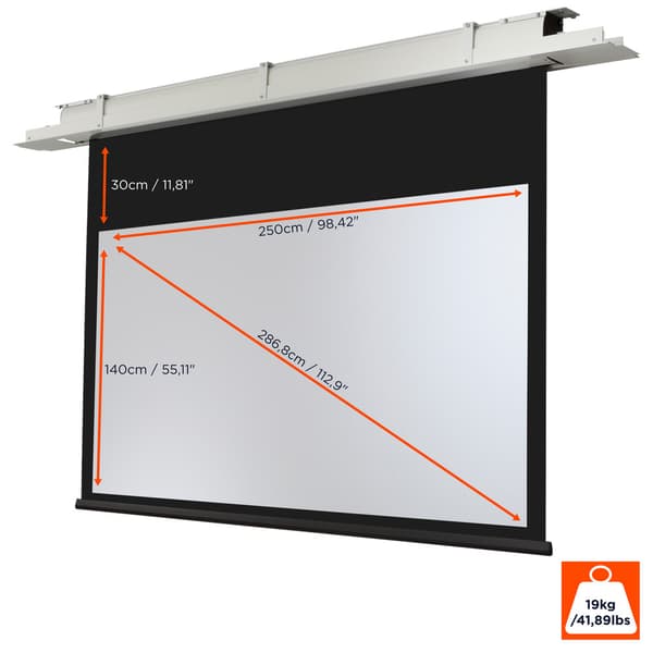 celexon takinfälld motordriven projektorduk Expert 250 x 140 cm, 113"