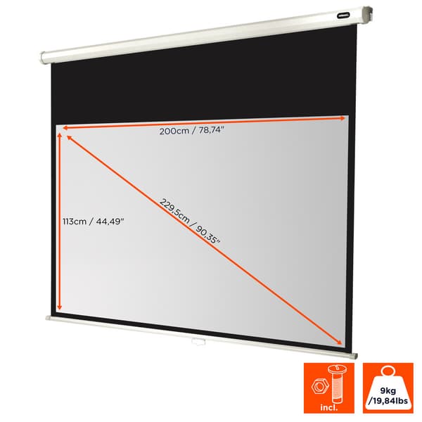 celexon manuell projektorduk Economy 200 x 113 cm, 90"