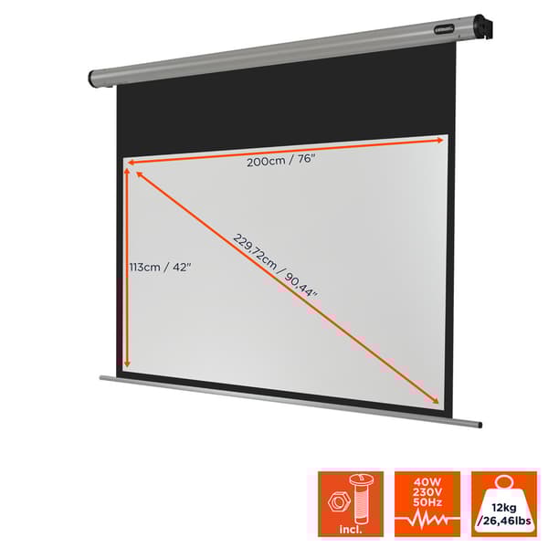 celexon motordriven projektorduk HomeCinema 200 x 113 cm