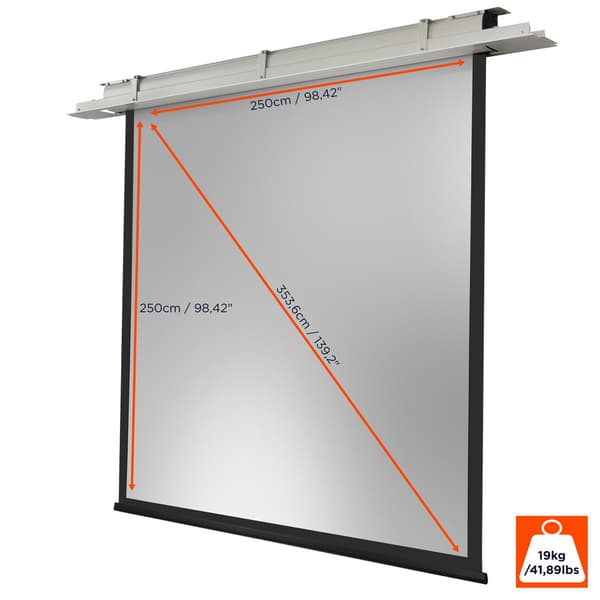 celexon takinfälld motordriven projektorduk Expert 250 x 250 cm, 139"