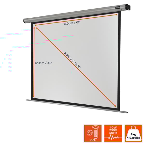 celexon motordriven projektorduk HomeCinema 160 x 120 cm